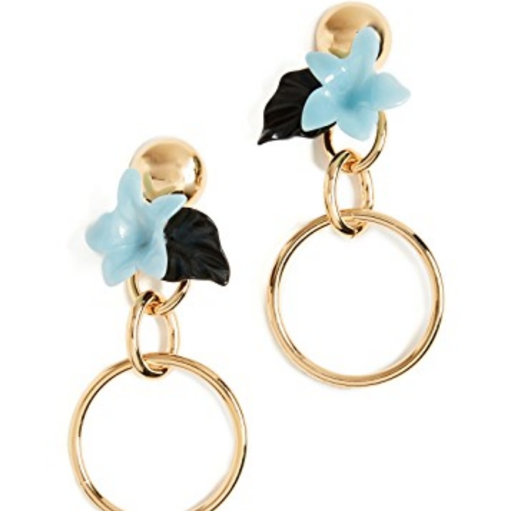 Lele Sadoughi Blue Golden Hibiscus Hoop Earrings - Picture 3 of 4